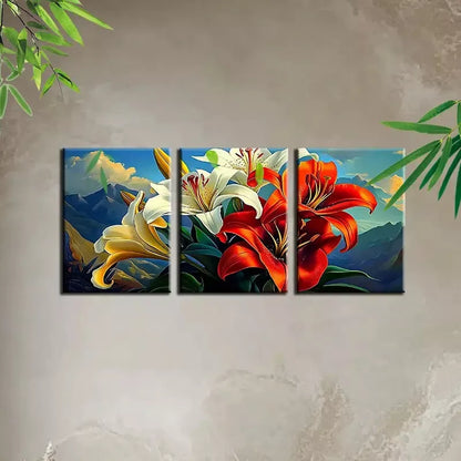 3pcs Charming Abstract Color Modern Florals Mountains Wall Art Set Canvas Framed 50x70cm - High Quality Print 100% Australian Made Wall Canvas Ready to Hang - Bella Home Decor