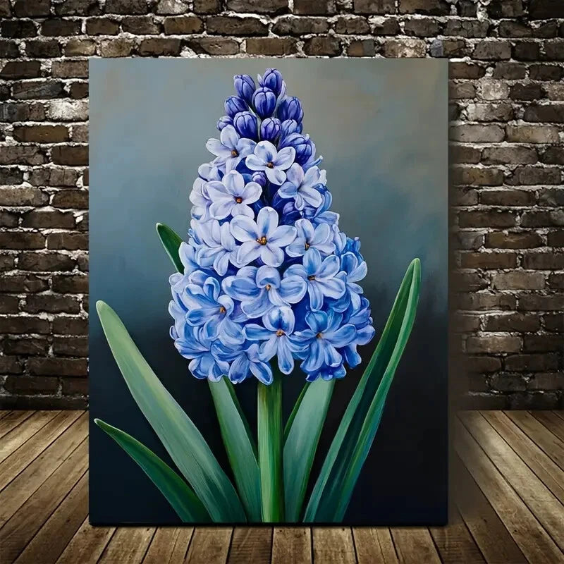 Stunning Blue Hyacinth Flower Painting 40x60cm Metal Print Ready to Hang