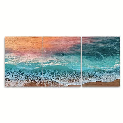 3pcs Sunrise Photography, Coastal Large Ocean Wall Art Set Canvas Framed 40x60cm – High Quality Print 100% Australian Made Wall Canvas Ready to Hang