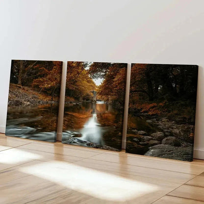 3pcs River and Trees Modern Nature Landscape Wall Art Set Canvas Framed 40x60cm - High Quality Print 100% Australian Made Wall Canvas Ready to Hang