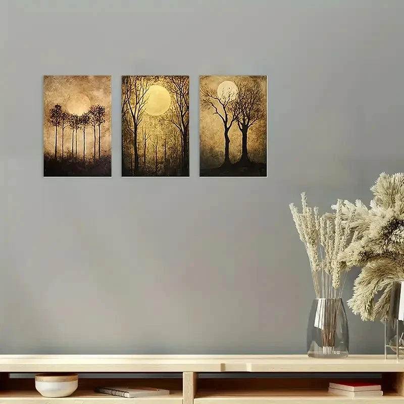 3pcs Vintage Cottagecore Nocturne  Wall Art Canvas Framed 40x60cm - High Quality Print 100% Australian Made Wall Canvas Ready to Hang