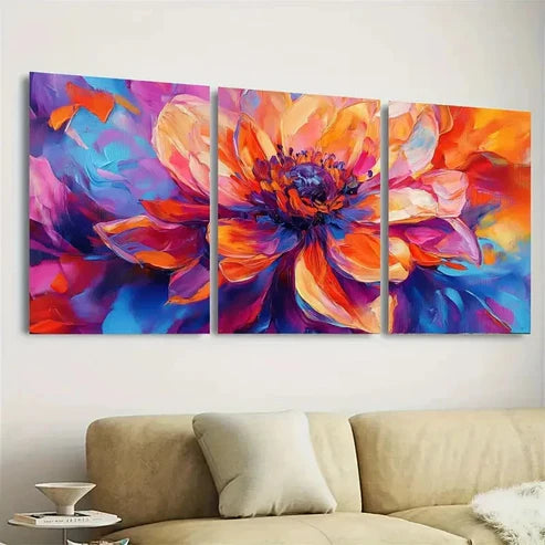 3pcs Colorful Flower , Polyester Wall Art Set Canvas Unframed - High Quality Print 100% Australian Made Wall Canvas