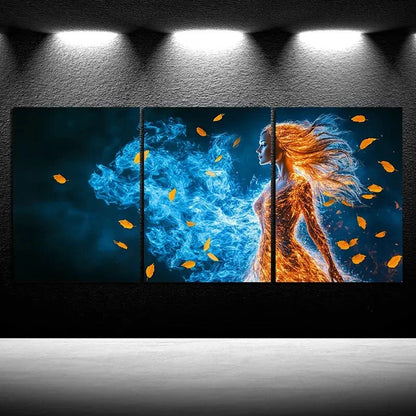 3pcs Woman Dancing in The Wind Metal Print Ready to Hang Art