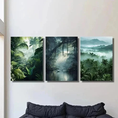 3pcs Natural Tropical Forest Decoration  Wall Art Set Canvas Unframed - High Quality Print 100% Australian Made Wall Canvas