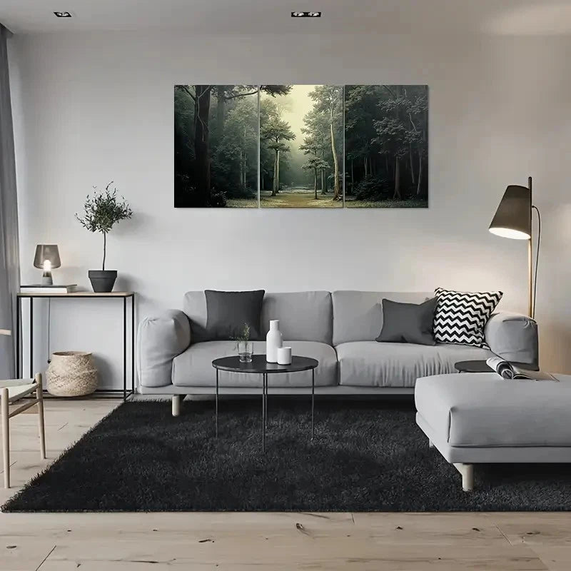 3pcs Tranquil Forest Pathway Nature Inspired Metal Print Ready to Hang Art