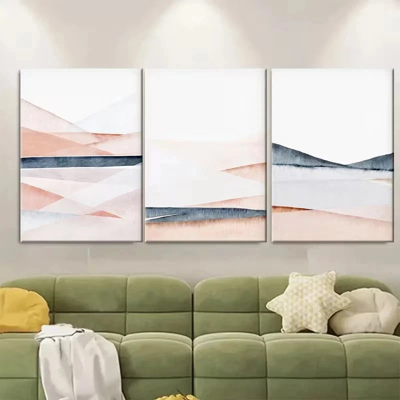 3pcs Watercolor Abstract, Modern Minimalist Wall Art Set Canvas Framed 50x70cm - High Quality Print 100% Australian Made Wall Canvas Ready to Hang