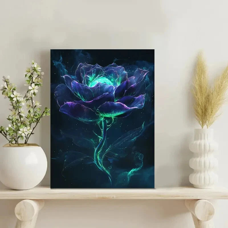 Fantasy Purple Rose Blue Liquid Detail 40x60cm Metal Print Ready to Hang