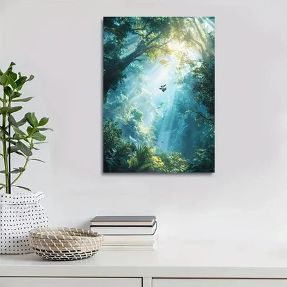 Cyberpunk Panda in Magical Forest Painting 40x60cm Metal Print Ready to Hang