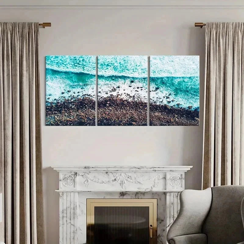3pcs Ocean Waves Beach Nature Landscape Wall Art Set Canvas Framed 40x60cm - High Quality Print 100% Australian Made Wall Canvas Ready to Hang