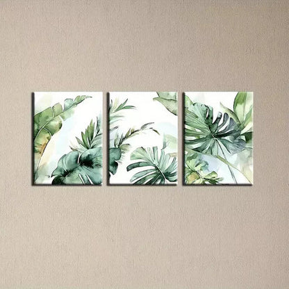 3pcs Abstract Elegant Green Plants Canvas Unframed - High Quality Print 100% Australian Made Wall Canvas