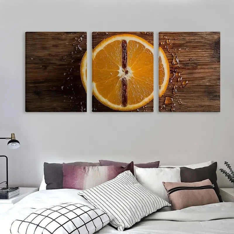 3pcs Vibrant Orange & Brown Abstract Design Wall Art Set Canvas Framed 40x60cm - High Quality Print 100% Australian Made Wall Canvas Ready to Hang