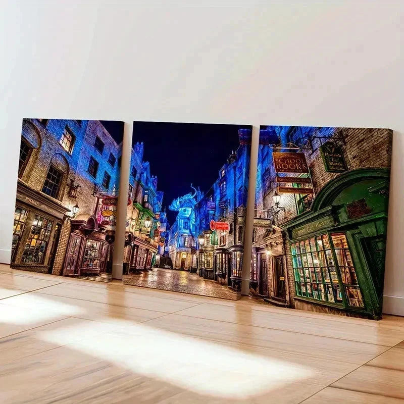 3pcs Classic Movies Wizarding World Wall Art Set Canvas Framed 40x60cm - High Quality Print 100% Australian Made Wall Canvas Ready to Hang
