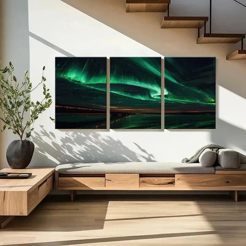 3pcs Aurora Nordic Natural Landscape Wall Art Set Canvas Framed 40x60cm - High Quality Print 100% Australian Made Wall Canvas Ready to Hang