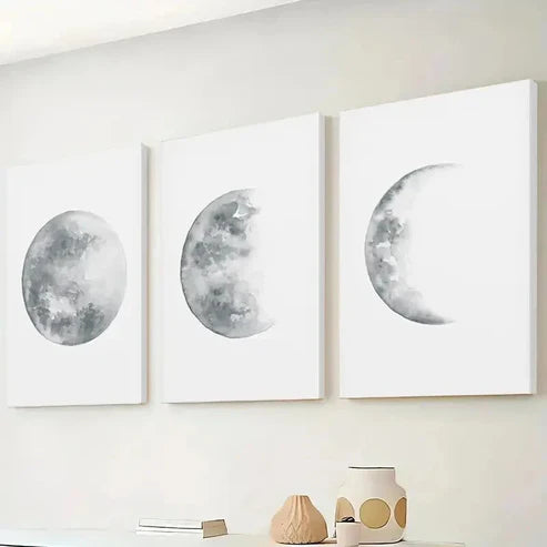 3pcs Depicting Moon Phases Wall Art Set Canvas Unframed - High Quality Print 100% Australian Made Wall Canvas