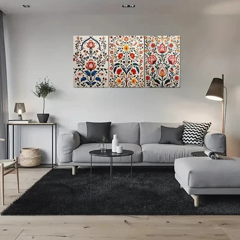 3pcs Colorful Floral Bohemian Wall Art Canvas Unframed - High Quality Print 100% Australian Made Wall Canvas