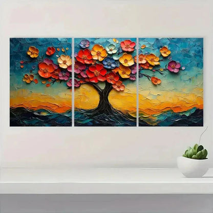 3pcs Abstract Flowers in Tree Wall Art Canvas Unframed - High Quality Print 100% Australian Made Wall Canvas