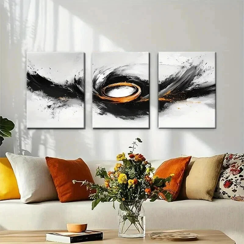 3pcs Modern Abstract Swirl Dynamic Perfect Wall Art Set Canvas Framed 50x70cm - High Quality Print 100% Australian Made Wall Canvas Ready to Hang