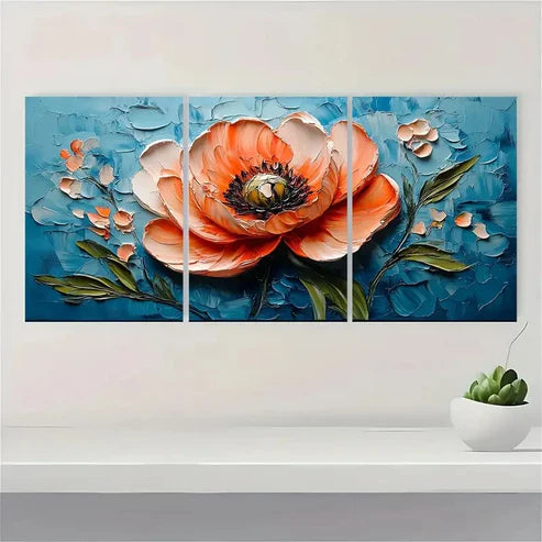 3pcs Original Peony Wall Art Canvas Unframed - High Quality Print 100% Australian Made Wall Canvas