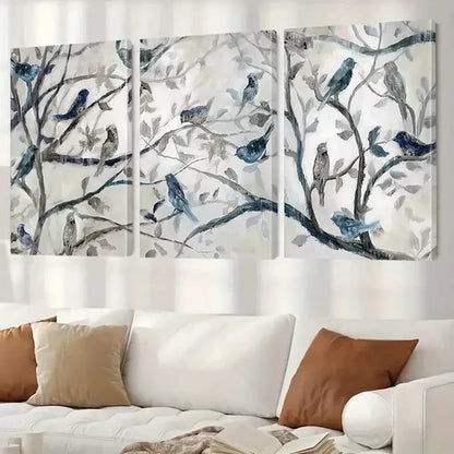3pcs Birds & Branches Triptych Wall Art Set Canvas Framed60X90cm - High Quality Print 100% Australian Made Wall Canvas Ready to Hang