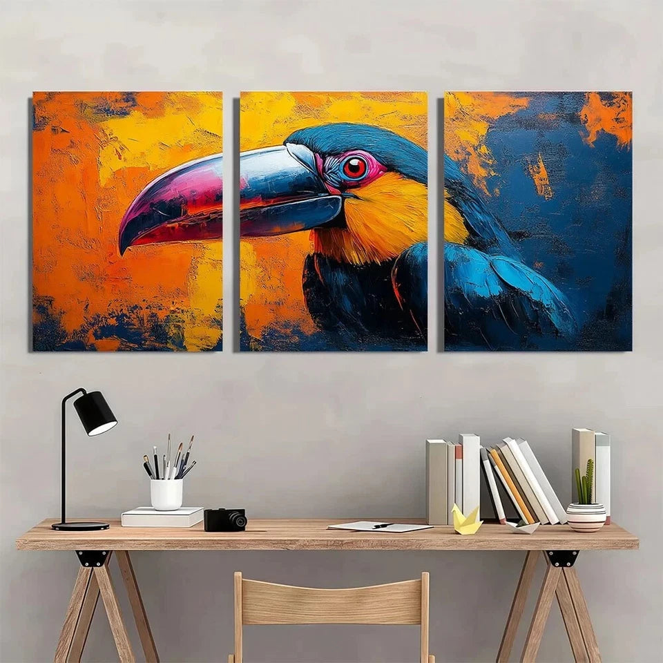 3pcs Colorful Animal Bird Funny Metal Print Ready to Hang Art