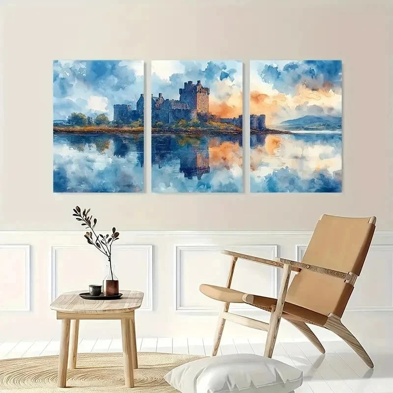 3pcs Dungaree Castle & Kinnara Castle Perfect Wall Art Set Canvas Framed 40x60cm - High Quality Print 100% Australian Made Wall Canvas Ready to Hang