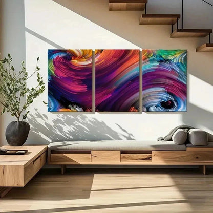 3pcs Abstract Fractal Art Colorful Spiral Wall Art Set Canvas Framed 40x60cm - High Quality Print 100% Australian Made Wall Canvas Ready to Hang