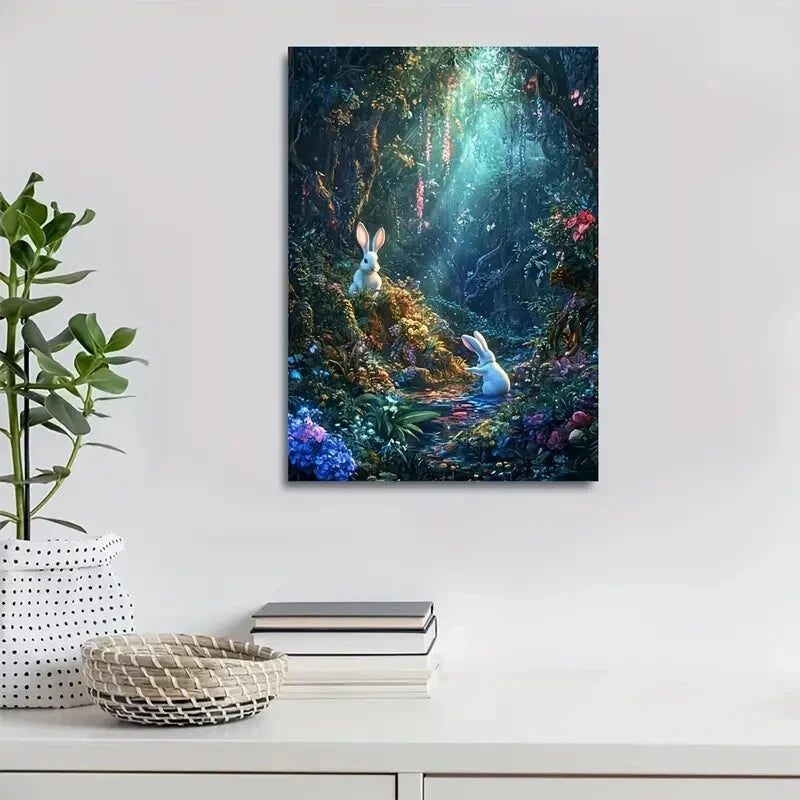 Enchanting Magical Forest Scene Painting 40x60cm Metal Print Ready to Hang