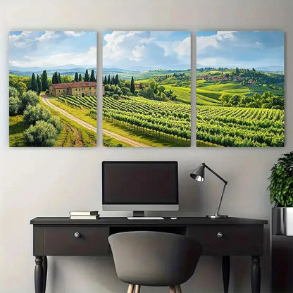3pcs Tuscany Painting Italian Country Perfect Wall Art Set Canvas Framed 60x90cm - High Quality Print 100% Australian Made Wall Canvas Ready to Hang