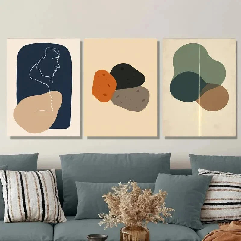 3pcs Abstract Modern Minimalist Wall Art Set Canvas Framed 40x60cm - High Quality Print 100% Australian Made Wall Canvas Ready to Hang