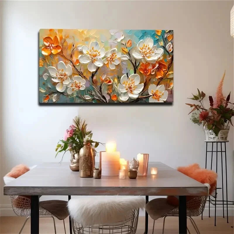 Gorgeous White Flowers Wall Art wall canvas office home room framed 120x60cm