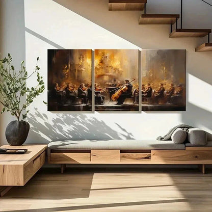 3pcs Symphony Orchestra Performance Wall Art Set Canvas Framed 40x60cm - High Quality Print 100% Australian Made Wall Canvas Ready to Hang