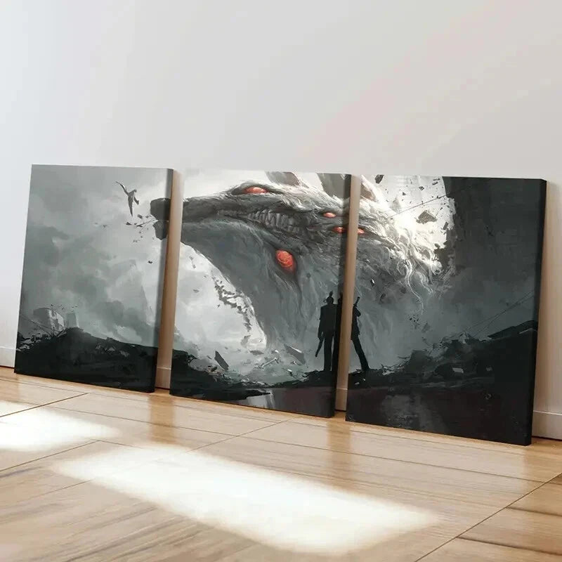 3pcs Japanese Classic Anime Characters Wall Art Set Canvas Framed 40x60cm - High Quality Print 100% Australian Made Wall Canvas Ready to Hang