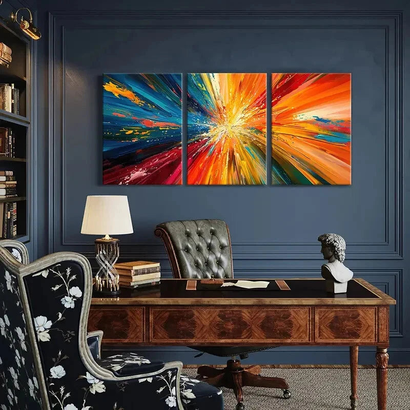 3pcs Abstract Art, Radiant Colors Vibrant Palette Metal Print Ready to Hang Art