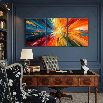 3pcs Abstract Art, Radiant Colors Vibrant Palette Metal Print Ready to Hang Art