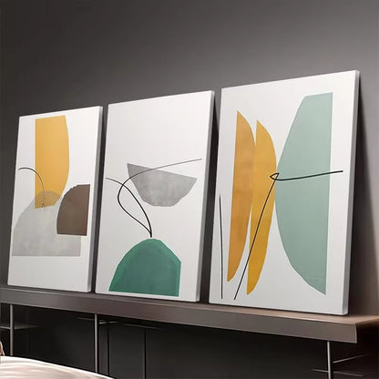 3pcs Abstract Blue And Yellow Pattern Wall Art Set Canvas Framed 40x60cm – High Quality Print, 100% Australian Made, Ready to Hang