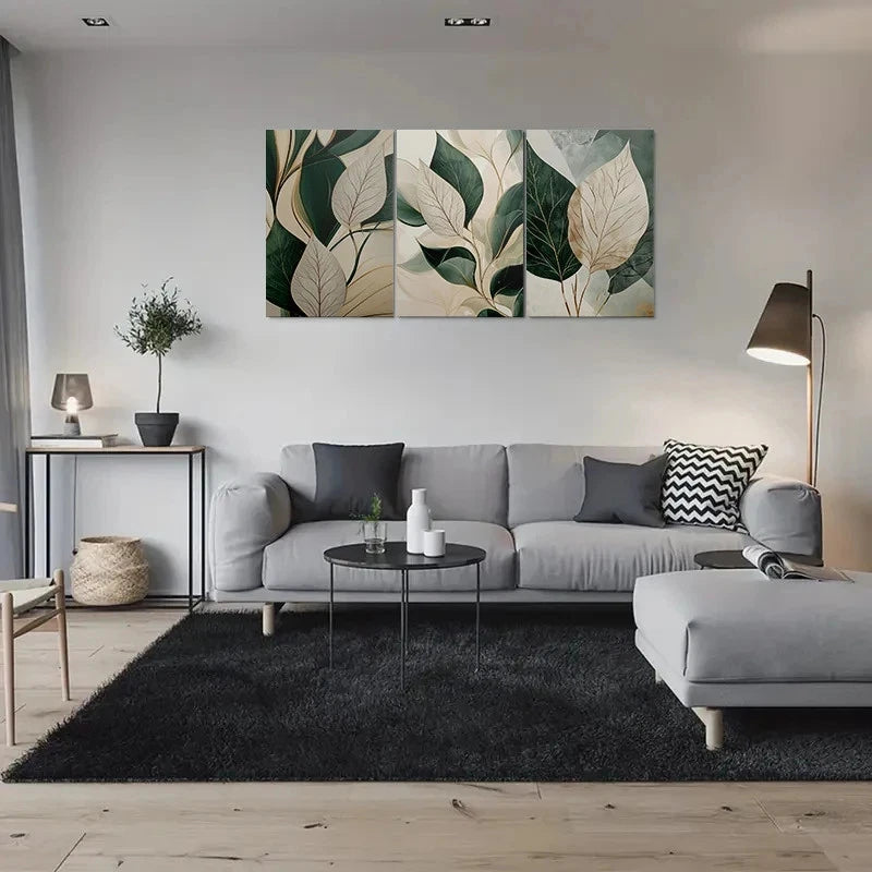 3pcs Abstract Leaf Botanical Painting Metal Print Ready to Hang Art