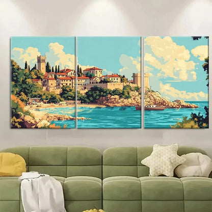 3pcs Croatia Pula Vintage Style Metal Print Ready to Hang Art