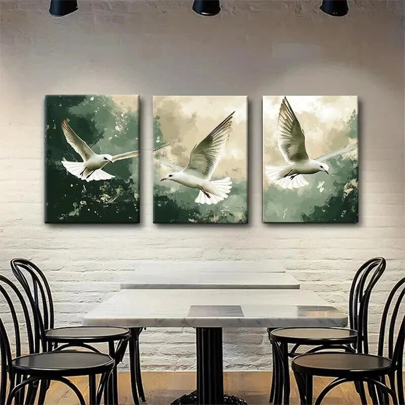 3pcs Soaring Seagull Peaceful Flight Perfect Wall Art Set Canvas Framed 40x60cm - High Quality Print 100% Australian Made Wall Canvas Ready to Hang