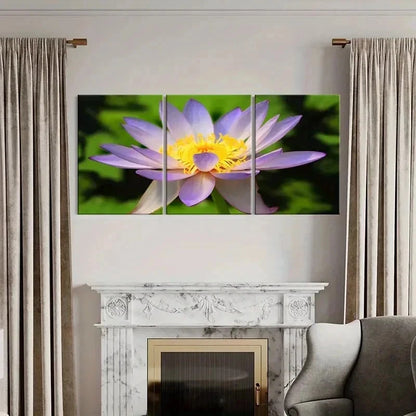 3pcs Purple Lotus Flower Art Modern Wall Art Set Canvas Framed 40x60cm - High Quality Print 100% Australian Made Wall Canvas Ready to Hang
