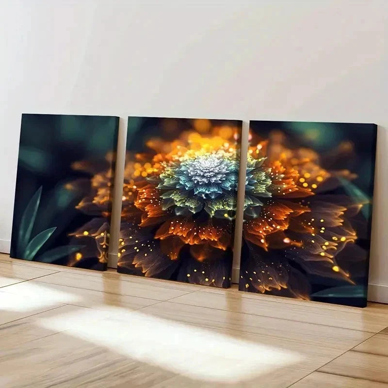 3pcs Colorful Flower Modern Abstract Wall Art Set Canvas Framed 40x60cm - High Quality Print 100% Australian Made Wall Canvas Ready to Hang