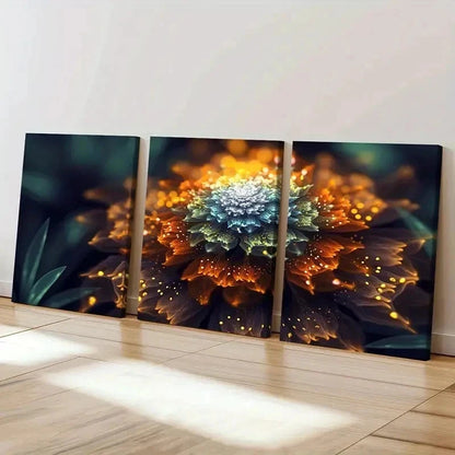 3pcs Colorful Flower Modern Abstract Wall Art Set Canvas Framed 40x60cm - High Quality Print 100% Australian Made Wall Canvas Ready to Hang