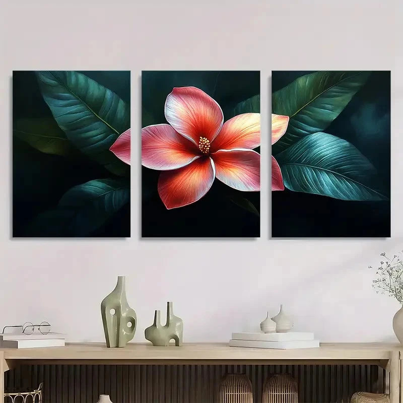 3pcs Pink Plumeria Flower Nature Perfect Wall Art Set Canvas Framed 40x60cm - High Quality Print 100% Australian Made Wall Canvas Ready to Hang