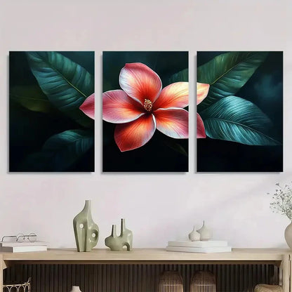 3pcs Pink Plumeria Flower Nature Perfect Wall Art Set Canvas Framed 40x60cm - High Quality Print 100% Australian Made Wall Canvas Ready to Hang