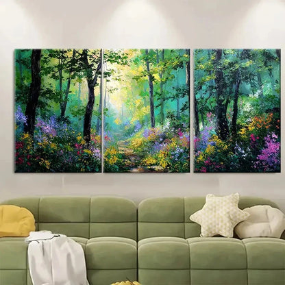 3pcs Hand-Painted Forest Path Landscape Wall Art Set Canvas Framed 60x90cm - High Quality Print 100% Australian Made Wall Canvas Ready to Hang