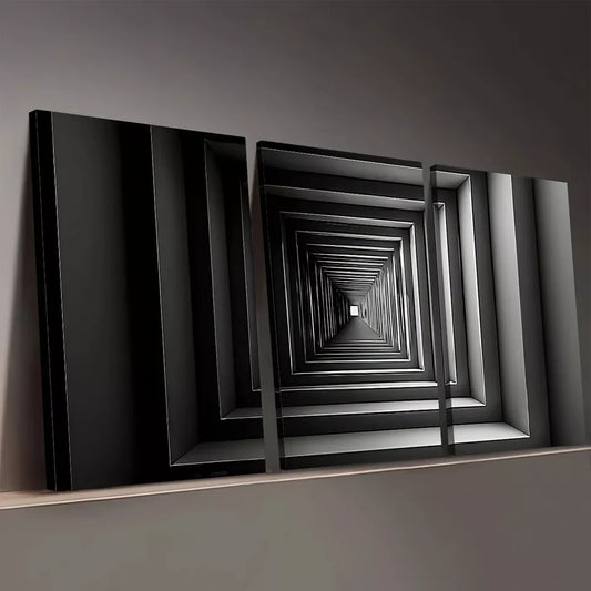 3pcs Black And White Style Modern Architecture Wall Art Set Canvas Framed 50x70cm - High Quality Print 100% Australian Made Wall Canvas Ready to Hang
