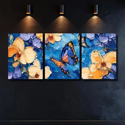 3pcs Vibrant Butterfly and Among Orchid Wall Art Set Canvas Framed 40x60cm - High Quality Print 100% Australian Made Wall Canvas Ready to Hang