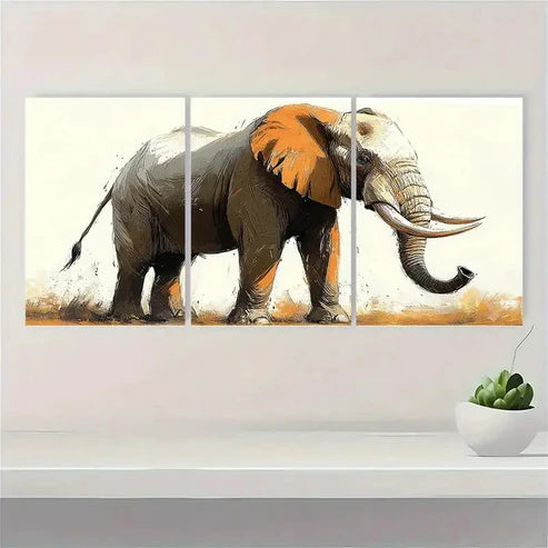 3pcs African Animals Modern Boho Art E Wall Art Set Canvas Unframed - High Quality Print 100% Australian Made Wall Canvas