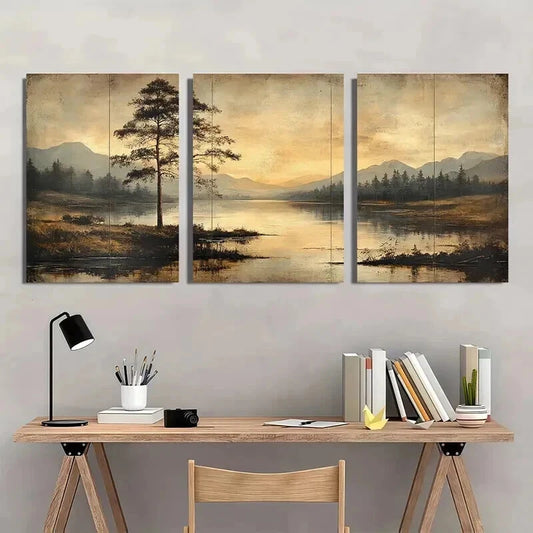 3pcs Serene Countryside Landscape Wall Art Set Canvas Framed 40x60cm - High Quality Print 100% Australian Made Wall Canvas Ready to Hang