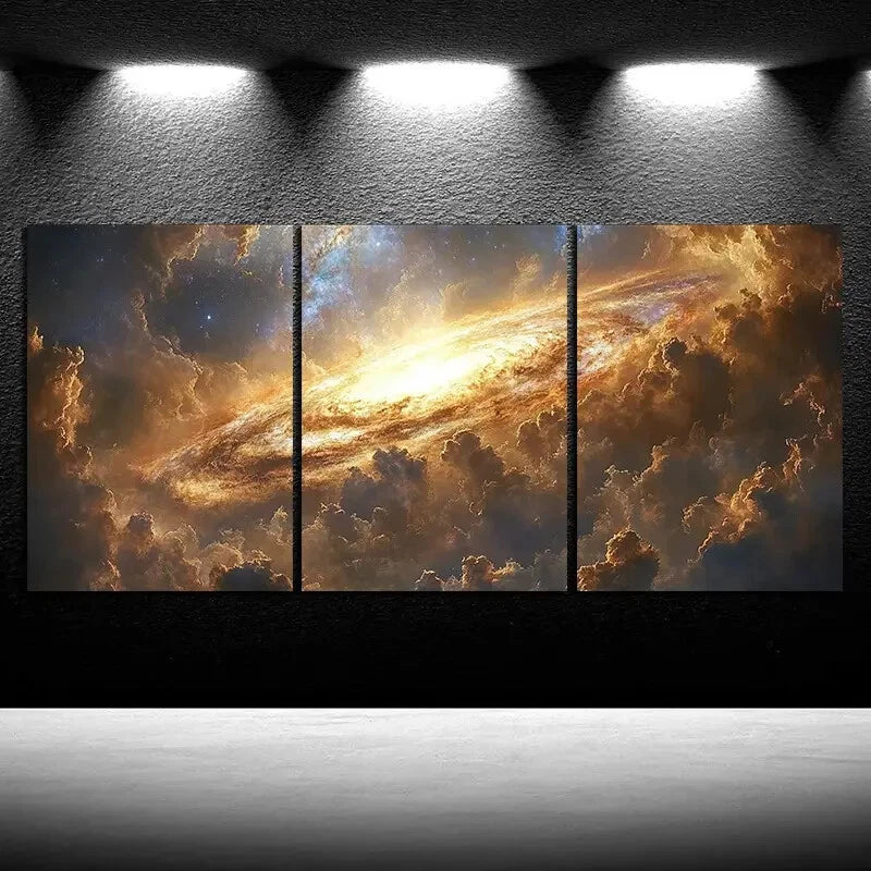 3pcs Vibrant Sunset Sky and Clouds Metal Print Ready to Hang Art