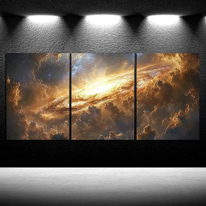 3pcs Vibrant Sunset Sky and Clouds Metal Print Ready to Hang Art